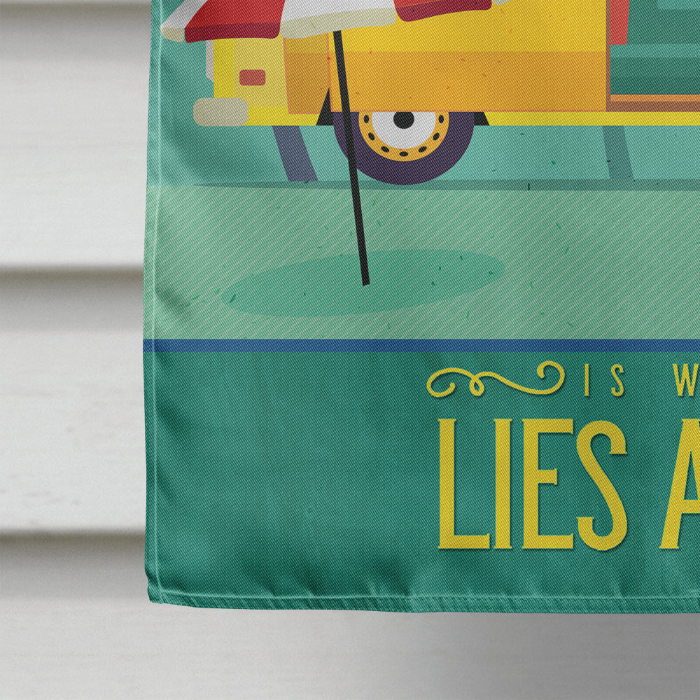 Greatest Adventure Camper Van House Flag 28x40 Porch Sleeve Pole Decorative Outside Yard Banner Artwork Wall Hanging, Polyester