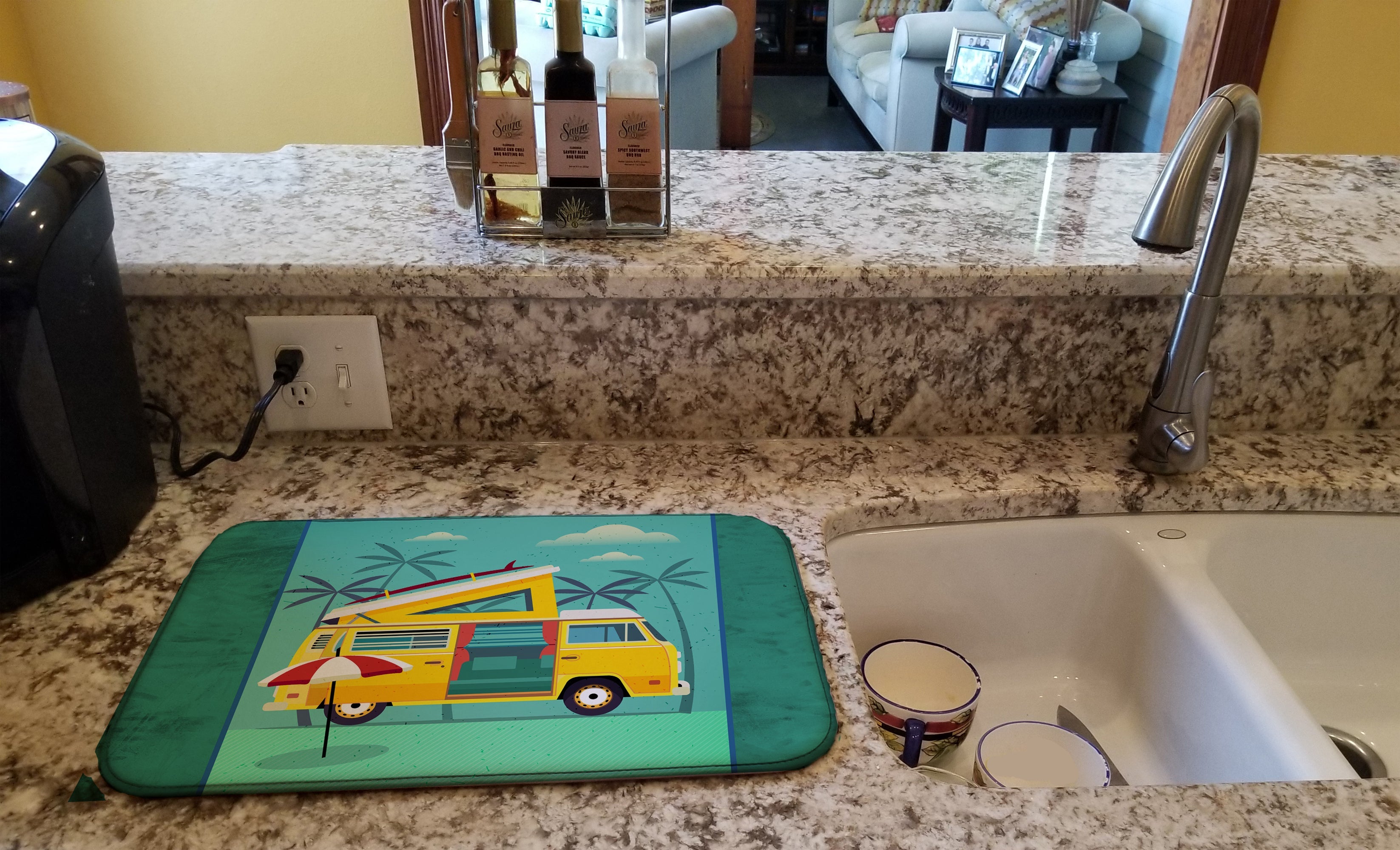 Greatest Adventure Camper Van Dish Drying Mat Absorbent Dish Drying Mat Pad for Kitchen Counter Dish Drainer Mat for Countertop, 14 x 21", Multicolor