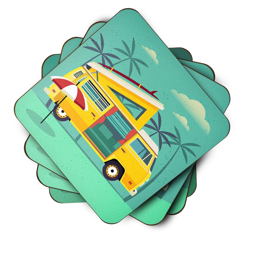 Greatest Adventure Camper Van Foam Coasters Set of 4 Cup Coasters for Indoor Outdoor, Tabletop Protection, Anti Slip, Mouse pad Material