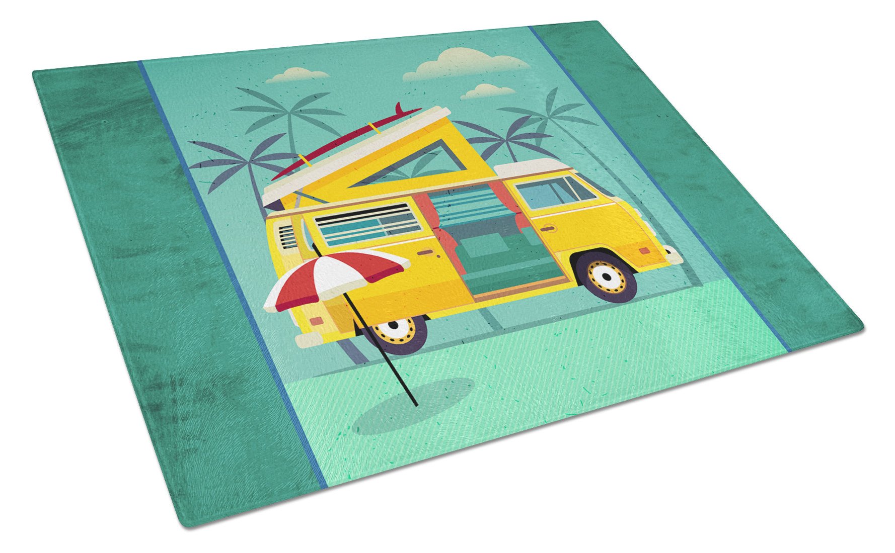 Greatest Adventure Camper Van Cutting Board Tempered Glass Kitchen Cutting Surface, Heat Resistant Chopping, Non-Slip Feet, Food Prep & Serving