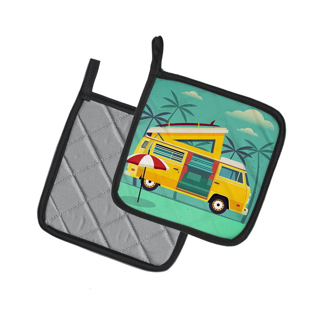 Greatest Adventure Camper Van Pot Holder Set of 2 Heat Resistant Quilted Hot Pads 7.5 x 7.5 Inch, Insulated Kitchen Trivets for Cooking & Baking