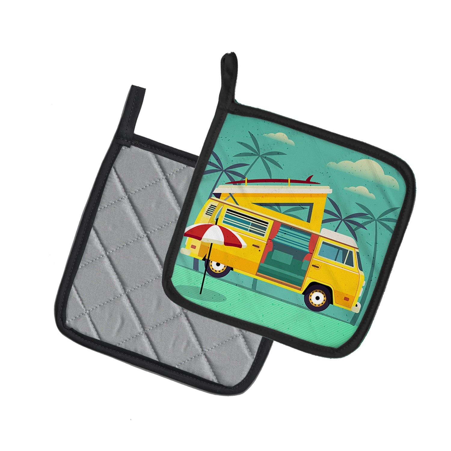 Greatest Adventure Camper Van Pot Holder Set of 2 Heat Resistant Quilted Hot Pads 7.5 x 7.5 Inch, Insulated Kitchen Trivets for Cooking & Baking