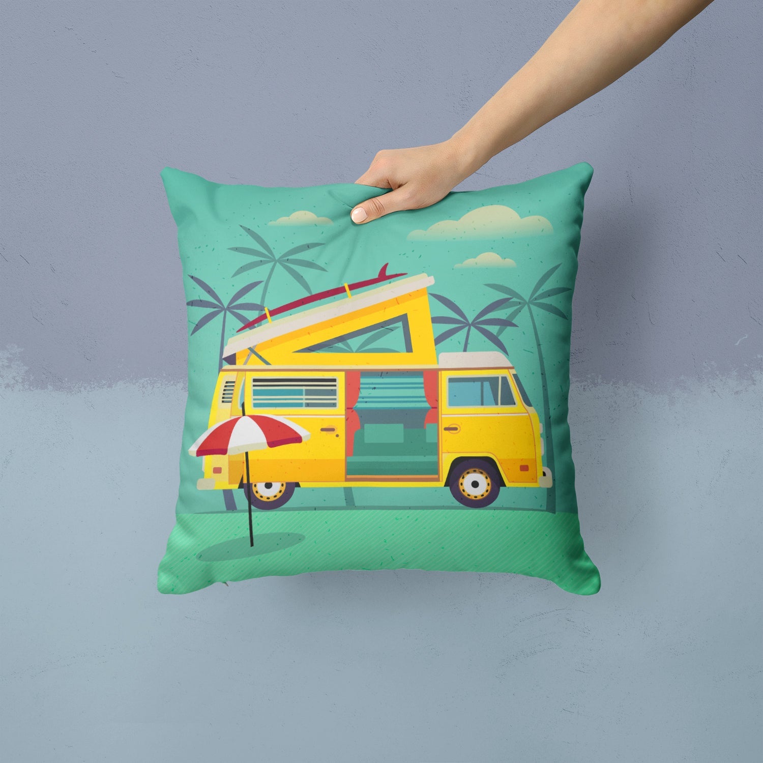 Greatest Adventure Camper Van Decorative Throw Pillow 14x14 Indoor Outdoor Accent Cushion, Fabric Cover with Insert for Sofa, Bed, Porch & Living Room