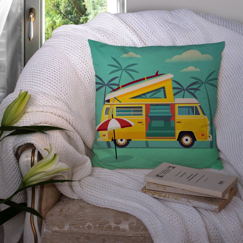 Greatest Adventure Camper Van Decorative Throw Pillow 14x14 Indoor Outdoor Accent Cushion, Fabric Cover with Insert for Sofa, Bed, Porch & Living Room