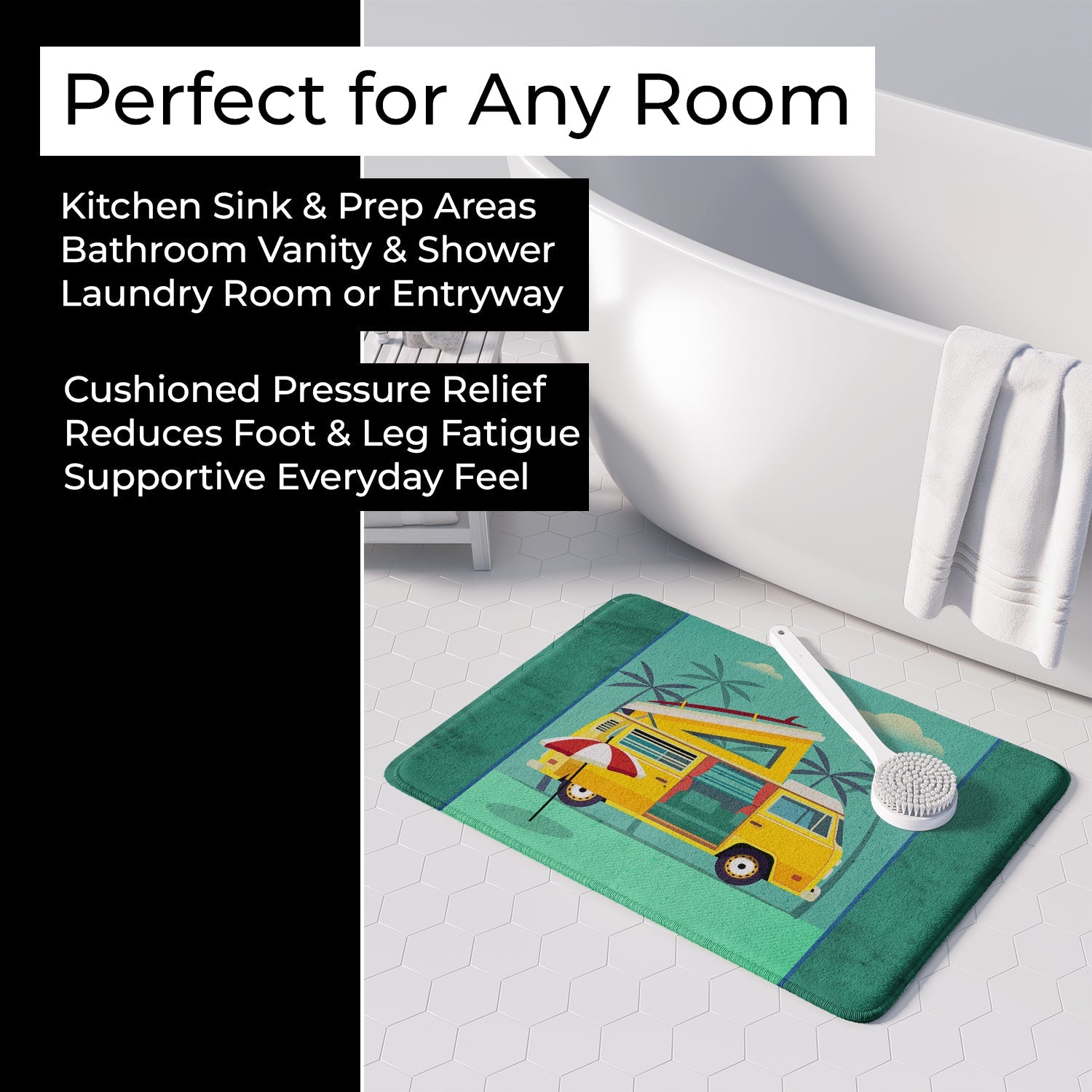 Greatest Adventure Camper Van Memory Foam Kitchen Mat Machine Washable Anti-Fatigue Cushion Comfort Bath or Kitchen Rug