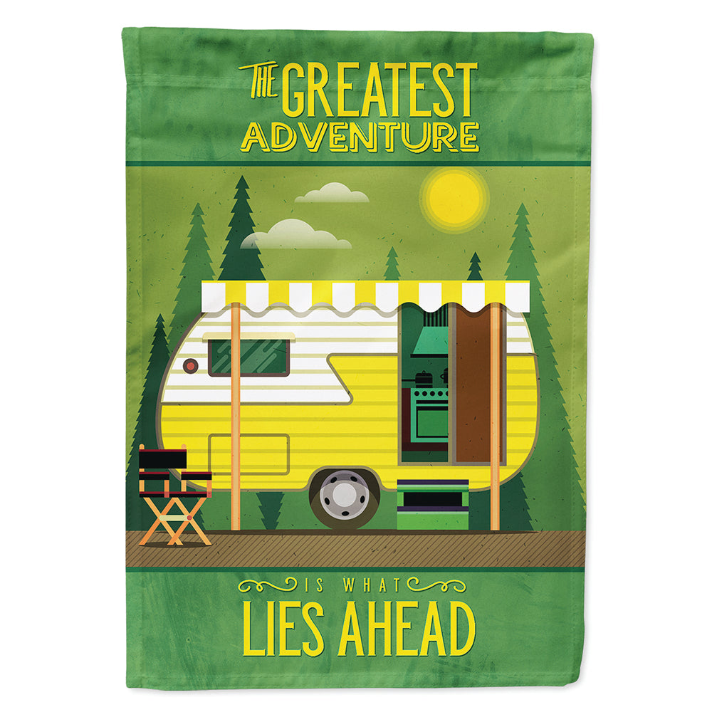 Greatest Adventure Retro Camper House Flag 28x40 Porch Sleeve Pole Decorative Outside Yard Banner Artwork Wall Hanging, Polyester