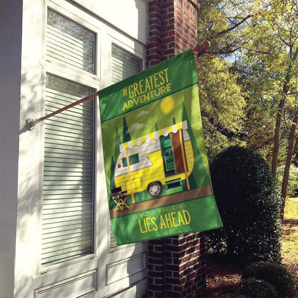 Greatest Adventure Retro Camper House Flag 28x40 Porch Sleeve Pole Decorative Outside Yard Banner Artwork Wall Hanging, Polyester