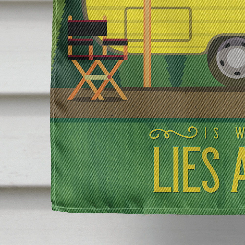 Greatest Adventure Retro Camper House Flag 28x40 Porch Sleeve Pole Decorative Outside Yard Banner Artwork Wall Hanging, Polyester