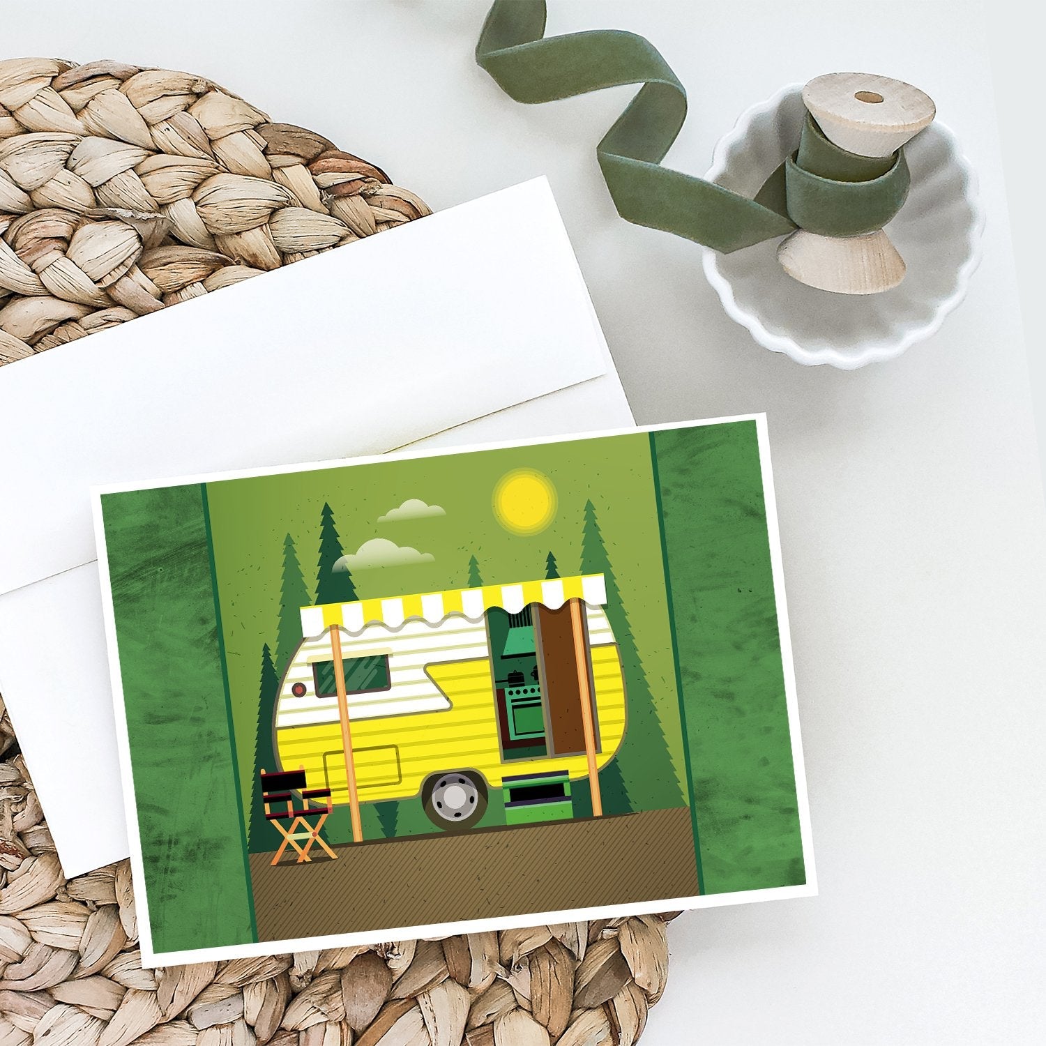 Greatest Adventure Retro Camper Greeting Cards Pack of 8 Blank Cards with Envelopes Whimsical A7 Size 5x7