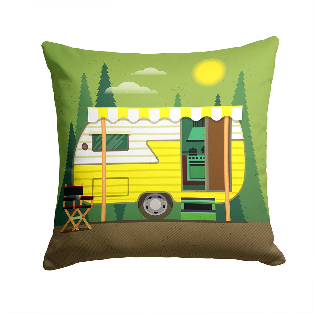Greatest Adventure Retro Camper Decorative Throw Pillow 14x14 Indoor Outdoor Accent Cushion, Fabric Cover with Insert for Sofa, Bed, Porch & Living Room
