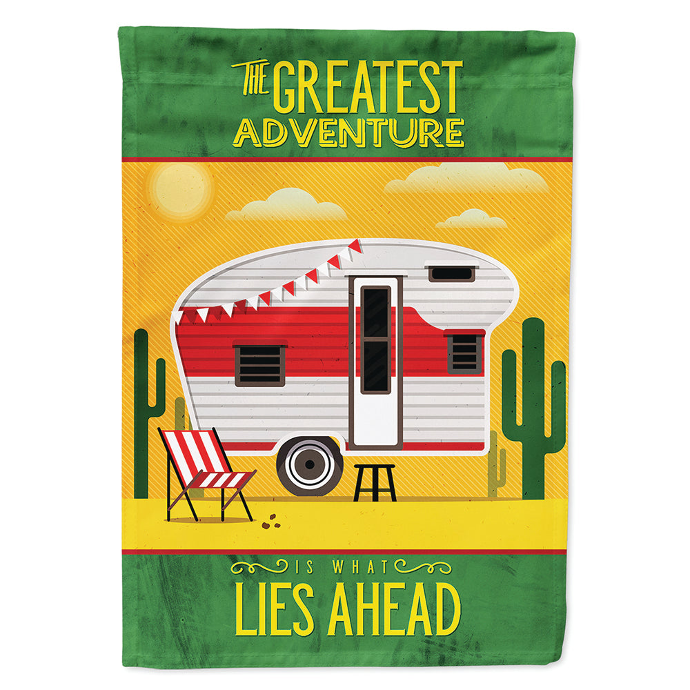Greatest Adventure Retro Camper Desert House Flag 28x40 Porch Sleeve Pole Decorative Outside Yard Banner Artwork Wall Hanging, Polyester