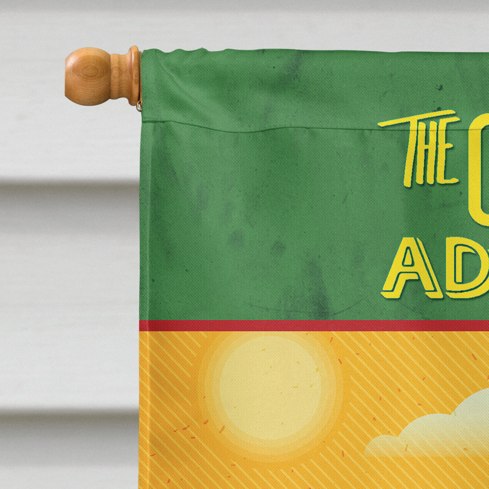 Greatest Adventure Retro Camper Desert House Flag 28x40 Porch Sleeve Pole Decorative Outside Yard Banner Artwork Wall Hanging, Polyester