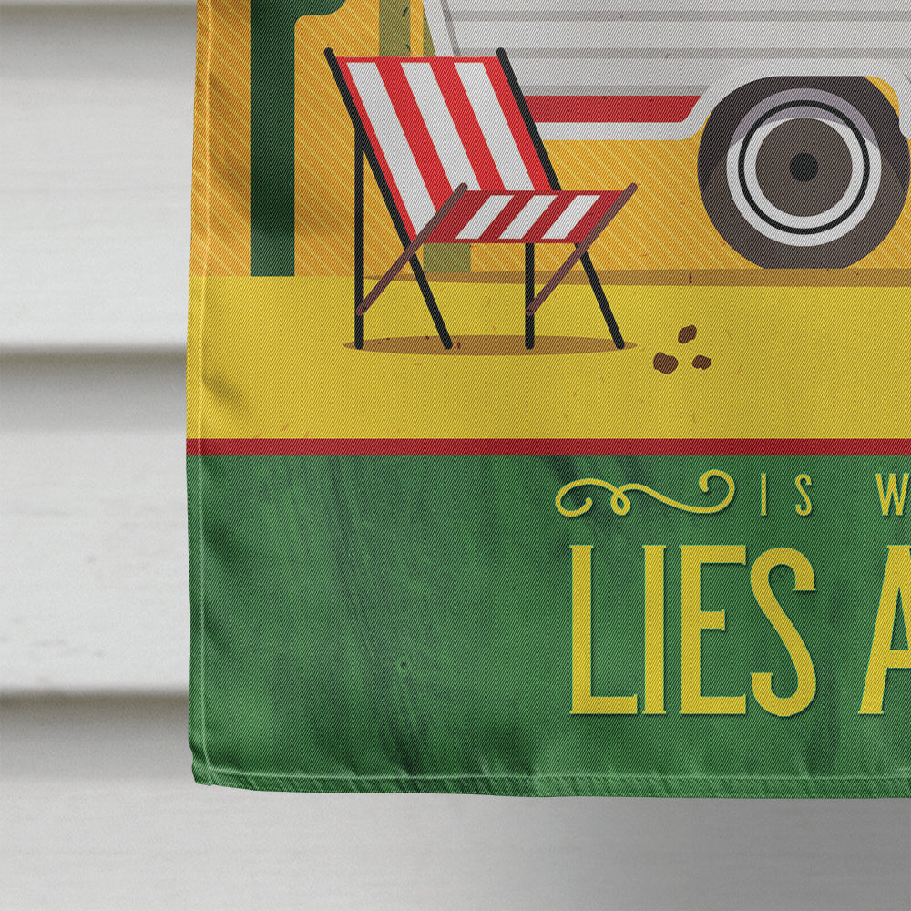 Greatest Adventure Retro Camper Desert House Flag 28x40 Porch Sleeve Pole Decorative Outside Yard Banner Artwork Wall Hanging, Polyester