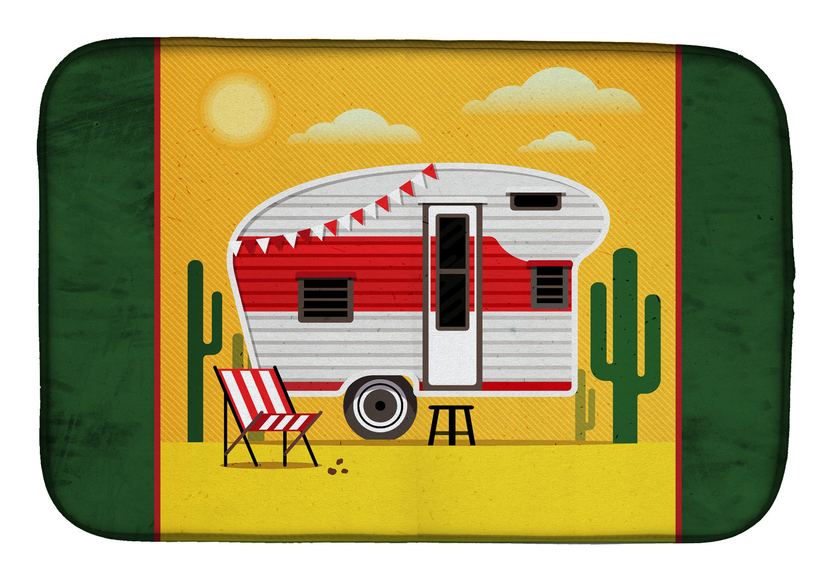 Greatest Adventure Retro Camper Desert Dish Drying Mat Absorbent Dish Drying Mat Pad for Kitchen Counter Dish Drainer Mat for Countertop, 14 x 21", Multicolor