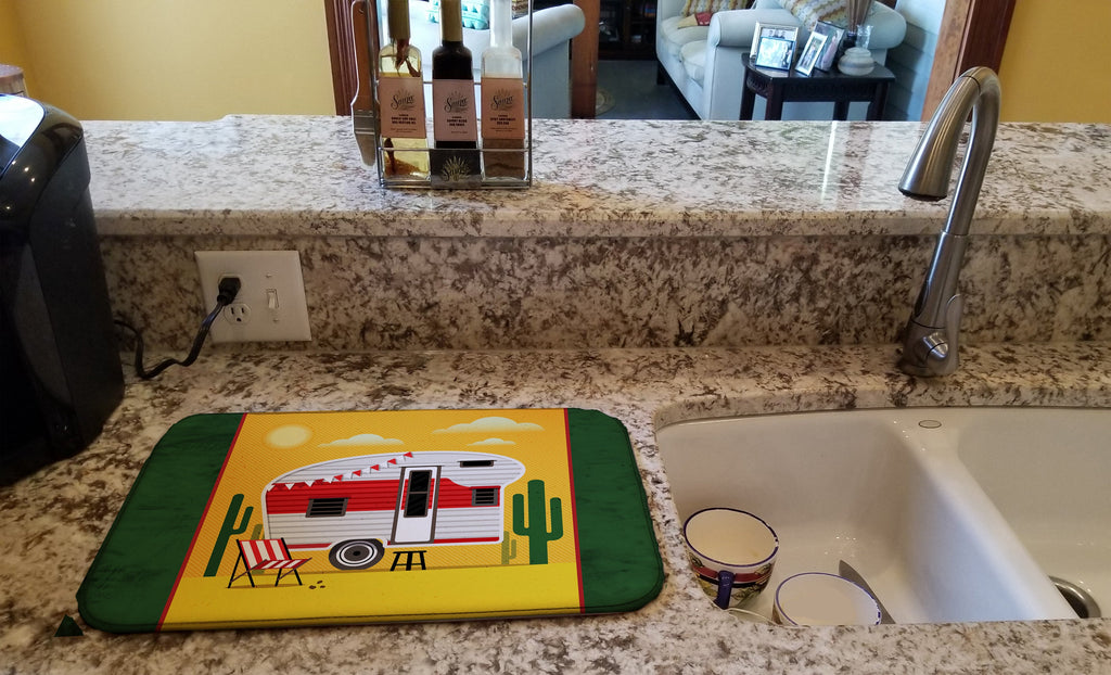 Greatest Adventure Retro Camper Desert Dish Drying Mat Absorbent Dish Drying Mat Pad for Kitchen Counter Dish Drainer Mat for Countertop, 14 x 21", Multicolor