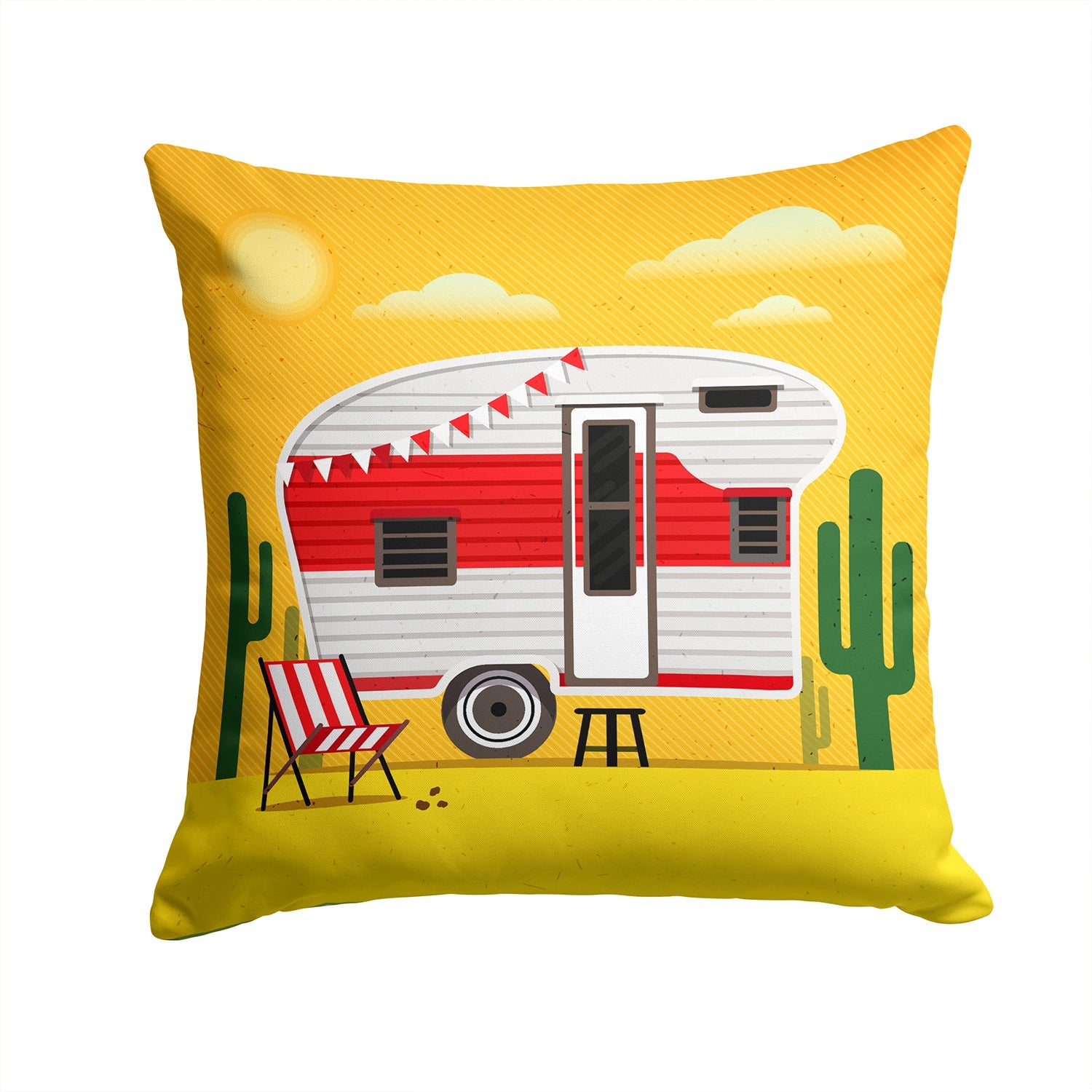 Greatest Adventure Retro Camper Desert Decorative Throw Pillow 14x14 Indoor Outdoor Accent Cushion, Fabric Cover with Insert for Sofa, Bed, Porch & Living Room