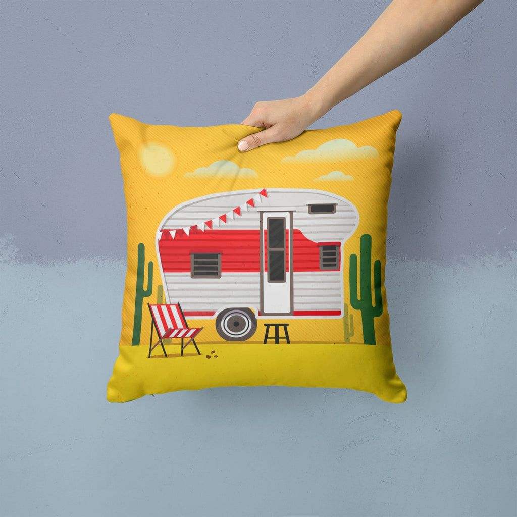 Greatest Adventure Retro Camper Desert Decorative Throw Pillow 14x14 Indoor Outdoor Accent Cushion, Fabric Cover with Insert for Sofa, Bed, Porch & Living Room