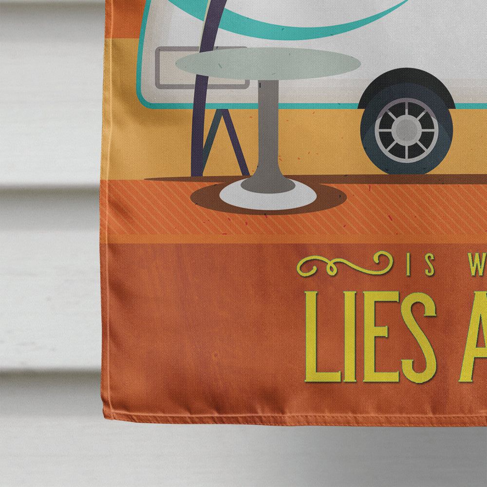 Greatest Adventure New Camper House Flag 28x40 Porch Sleeve Pole Decorative Outside Yard Banner Artwork Wall Hanging, Polyester