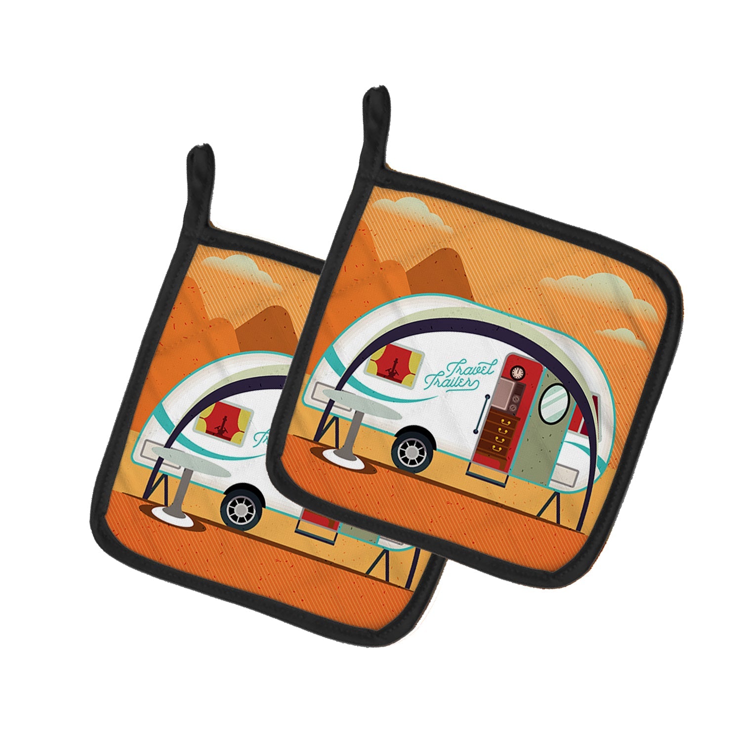 Greatest Adventure New Camper Pot Holder Set of 2 Heat Resistant Quilted Hot Pads 7.5 x 7.5 Inch, Insulated Kitchen Trivets for Cooking & Baking