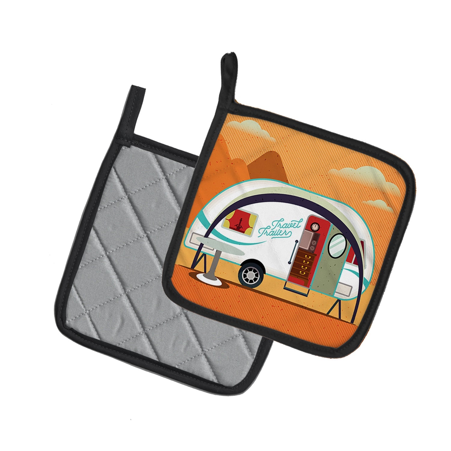 Greatest Adventure New Camper Pot Holder Set of 2 Heat Resistant Quilted Hot Pads 7.5 x 7.5 Inch, Insulated Kitchen Trivets for Cooking & Baking