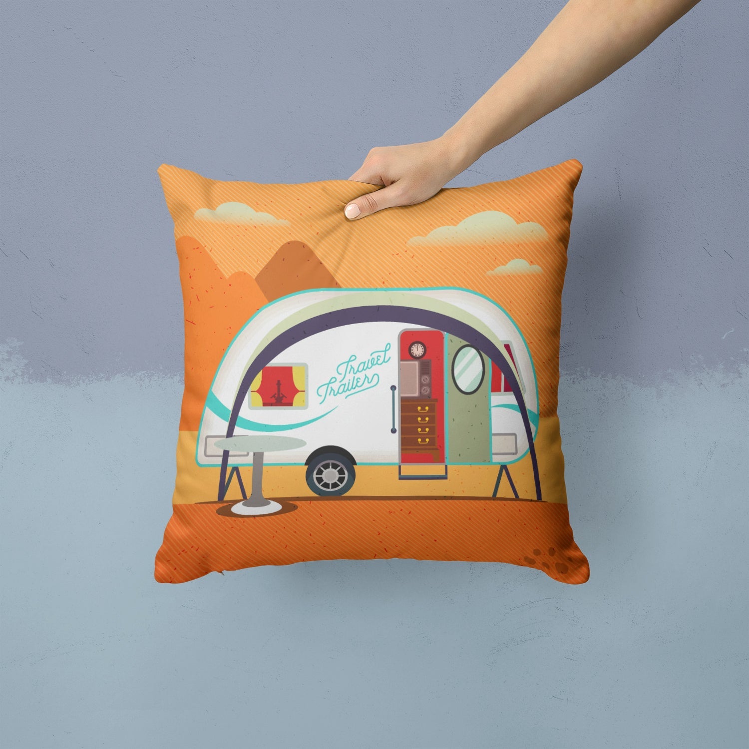 Greatest Adventure New Camper Decorative Throw Pillow 14x14 Indoor Outdoor Accent Cushion, Fabric Cover with Insert for Sofa, Bed, Porch & Living Room