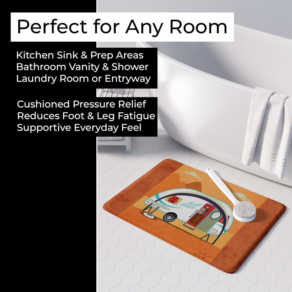 Greatest Adventure New Camper Memory Foam Kitchen Mat Machine Washable Anti-Fatigue Cushion Comfort Bath or Kitchen Rug