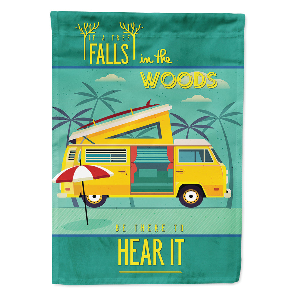 Be in the Woods Camper Van House Flag 28x40 Porch Sleeve Pole Decorative Outside Yard Banner Artwork Wall Hanging, Polyester