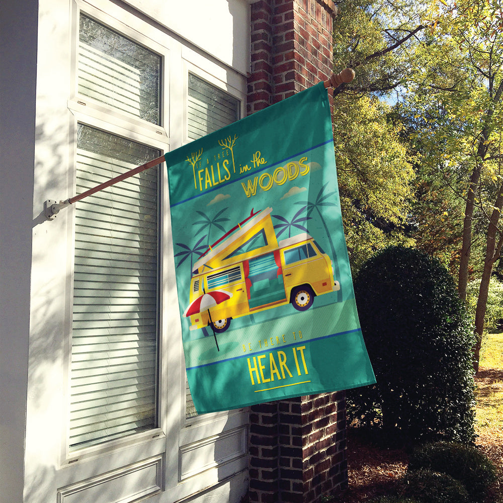 Be in the Woods Camper Van House Flag 28x40 Porch Sleeve Pole Decorative Outside Yard Banner Artwork Wall Hanging, Polyester