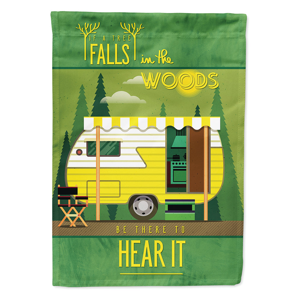Be in the Woods Retro Camper House Flag 28x40 Porch Sleeve Pole Decorative Outside Yard Banner Artwork Wall Hanging, Polyester