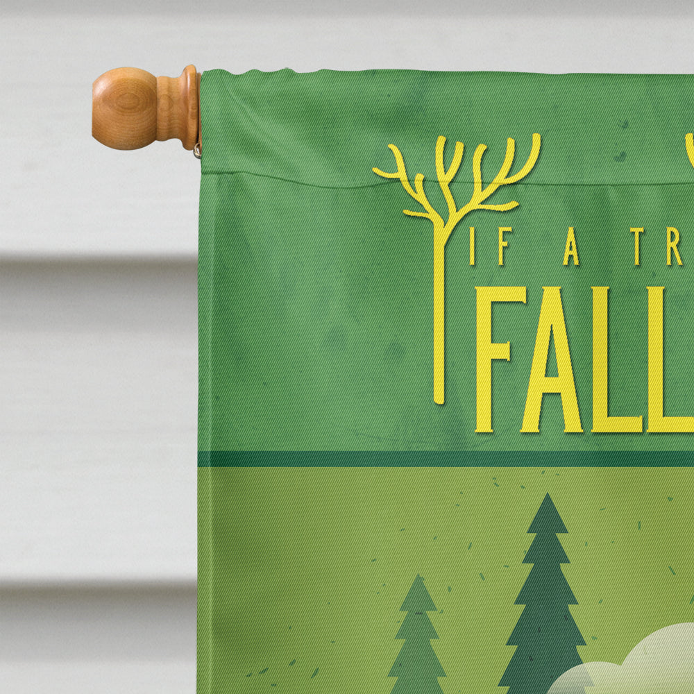 Be in the Woods Retro Camper House Flag 28x40 Porch Sleeve Pole Decorative Outside Yard Banner Artwork Wall Hanging, Polyester