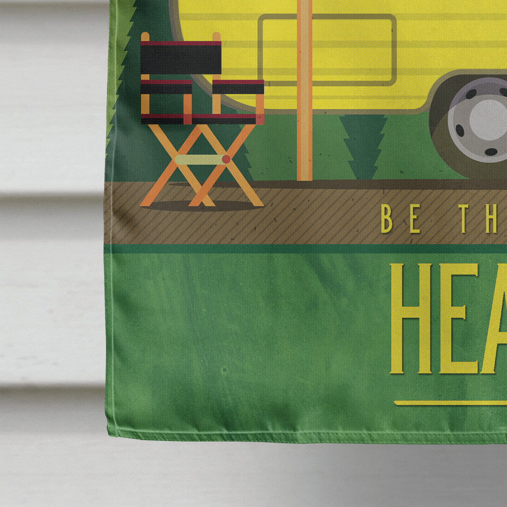 Be in the Woods Retro Camper House Flag 28x40 Porch Sleeve Pole Decorative Outside Yard Banner Artwork Wall Hanging, Polyester