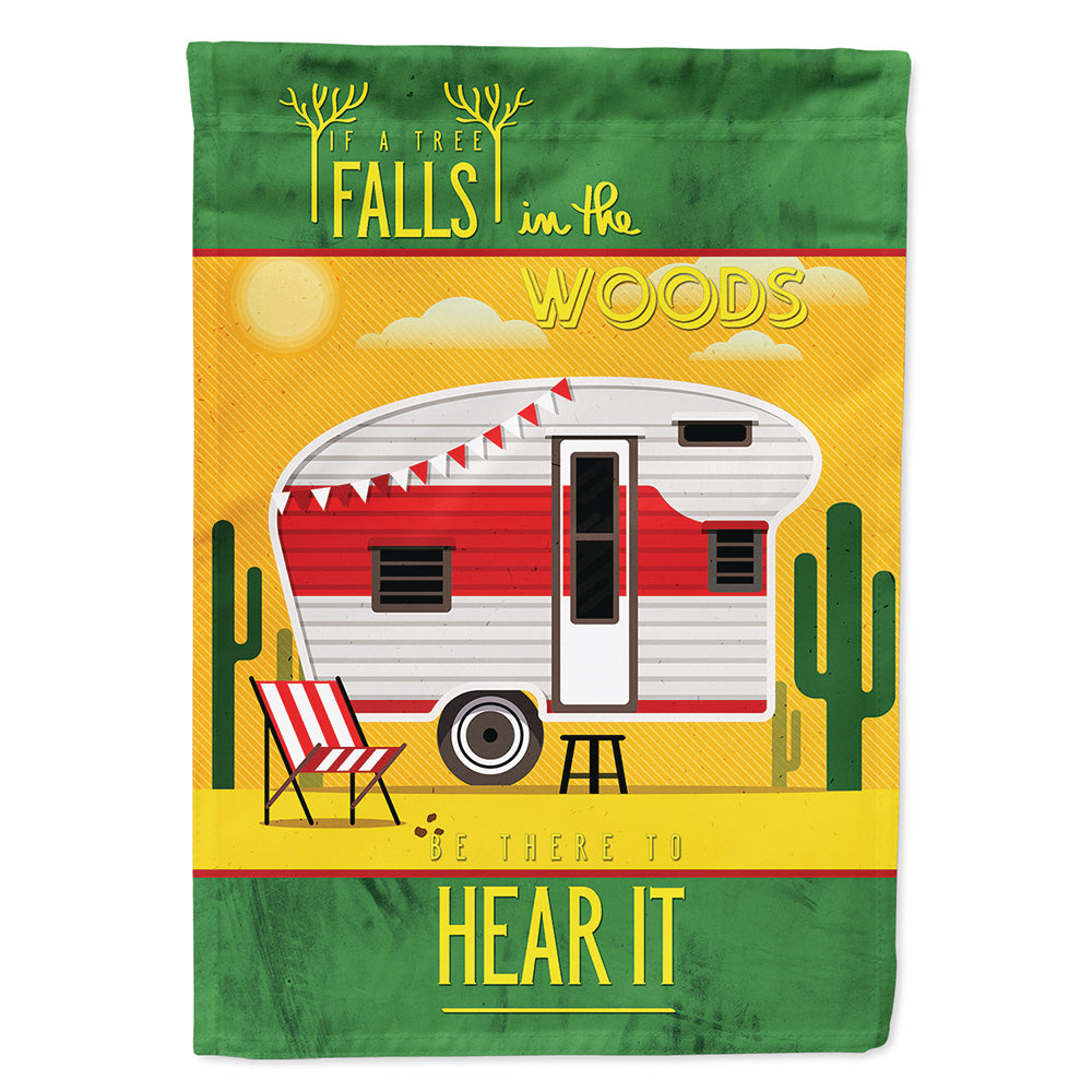 Be in the Woods Retro Camper Desert House Flag 28x40 Porch Sleeve Pole Decorative Outside Yard Banner Artwork Wall Hanging, Polyester