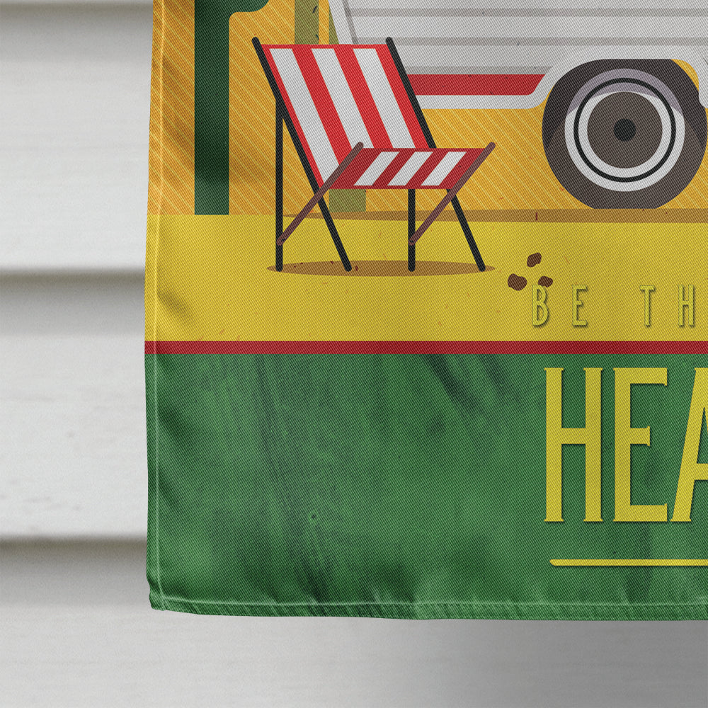 Be in the Woods Retro Camper Desert House Flag 28x40 Porch Sleeve Pole Decorative Outside Yard Banner Artwork Wall Hanging, Polyester