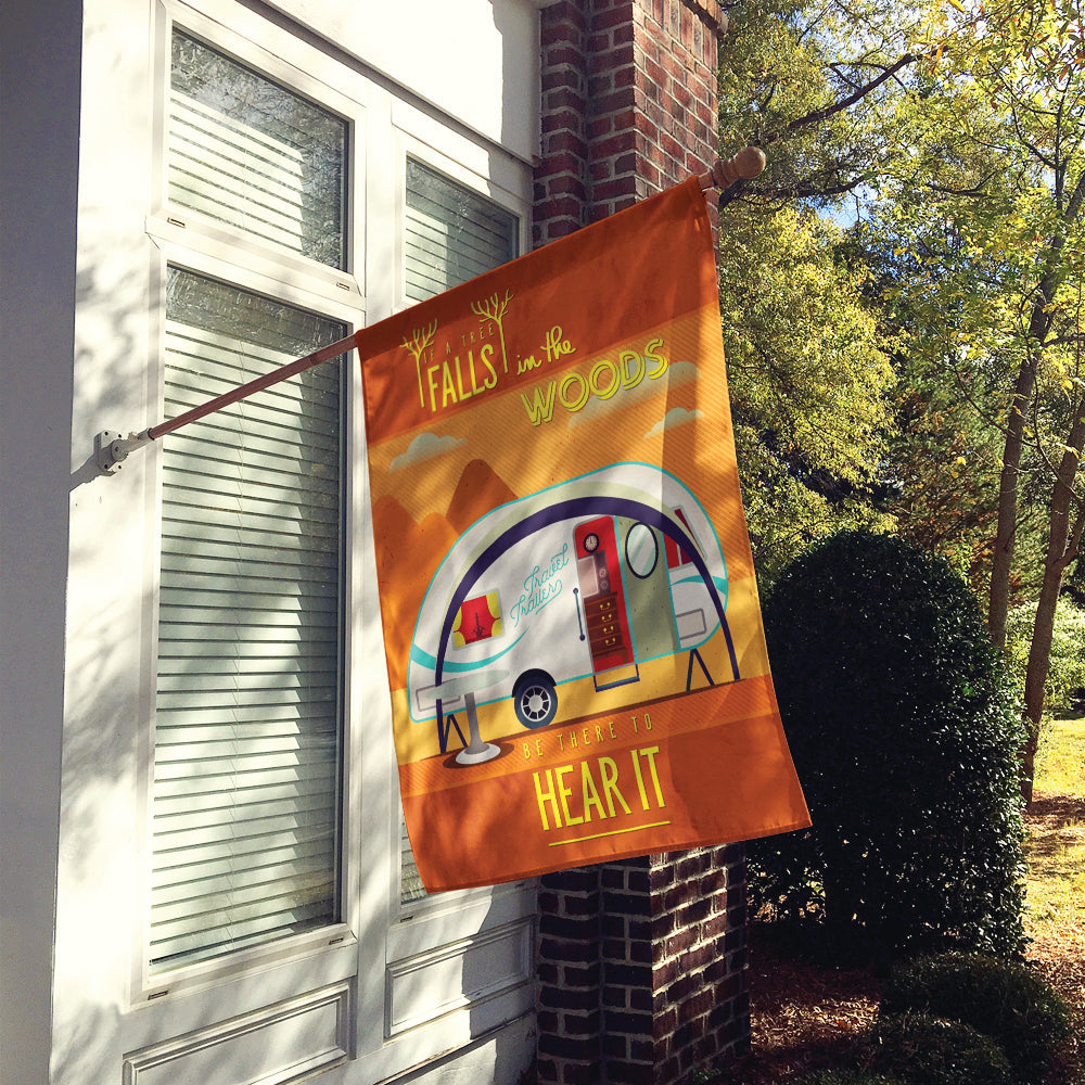 Be in the Woods New Camper House Flag 28x40 Porch Sleeve Pole Decorative Outside Yard Banner Artwork Wall Hanging, Polyester
