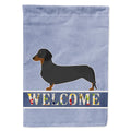 Dachshund Welcome House Flag 28x40 Porch Sleeve Pole Decorative Outside Yard Banner Artwork Wall Hanging, Polyester