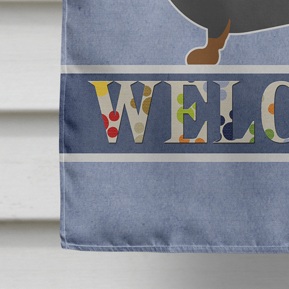 Dachshund Welcome House Flag 28x40 Porch Sleeve Pole Decorative Outside Yard Banner Artwork Wall Hanging, Polyester