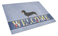 Dachshund Welcome Cutting Board Tempered Glass Kitchen Cutting Surface, Heat Resistant Chopping, Non-Slip Feet, Food Prep & Serving