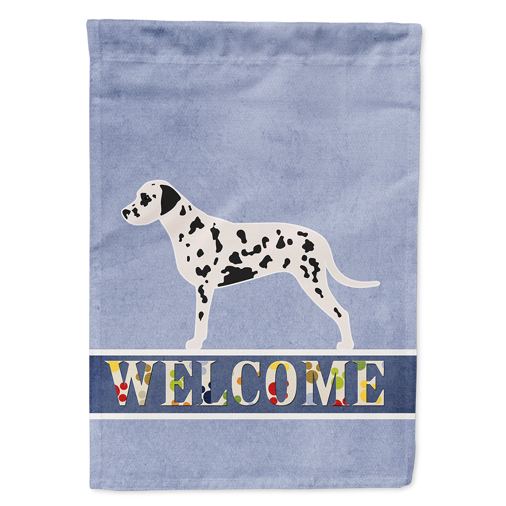 Dalmatian Welcome House Flag 28x40 Porch Sleeve Pole Decorative Outside Yard Banner Artwork Wall Hanging, Polyester
