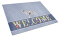 Dalmatian Welcome Cutting Board Tempered Glass Kitchen Cutting Surface, Heat Resistant Chopping, Non-Slip Feet, Food Prep & Serving