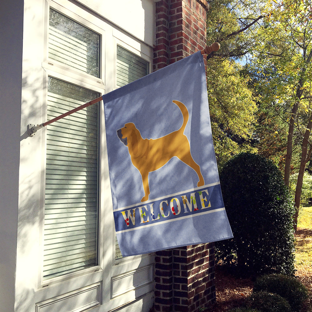 Bloodhound Welcome House Flag 28x40 Porch Sleeve Pole Decorative Outside Yard Banner Artwork Wall Hanging, Polyester