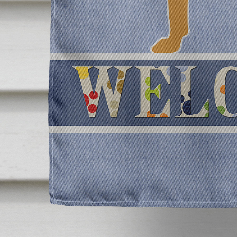 Bloodhound Welcome House Flag 28x40 Porch Sleeve Pole Decorative Outside Yard Banner Artwork Wall Hanging, Polyester