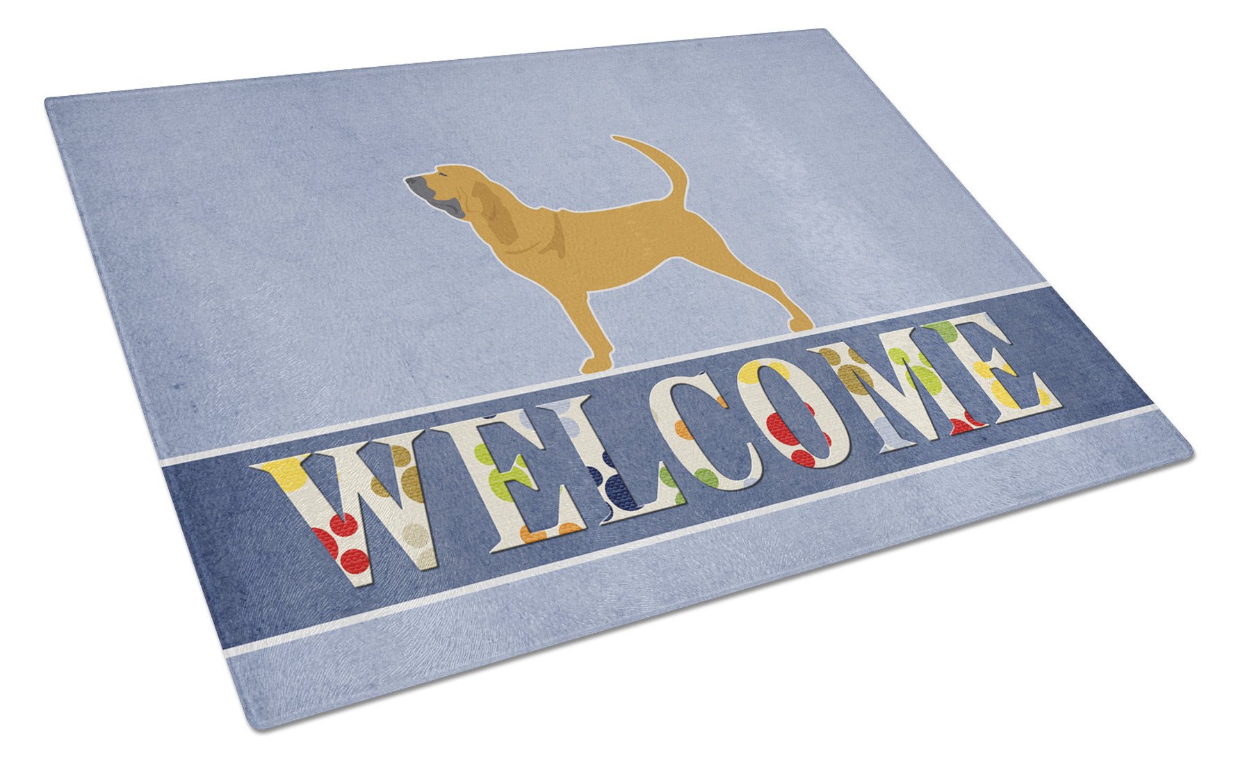 Bloodhound Welcome Cutting Board Tempered Glass Kitchen Cutting Surface, Heat Resistant Chopping, Non-Slip Feet, Food Prep & Serving