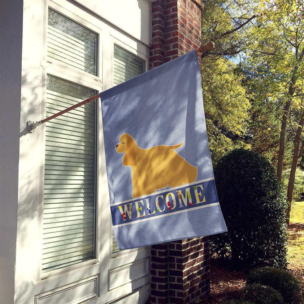 Cocker Spaniel Welcome House Flag 28x40 Porch Sleeve Pole Decorative Outside Yard Banner Artwork Wall Hanging, Polyester