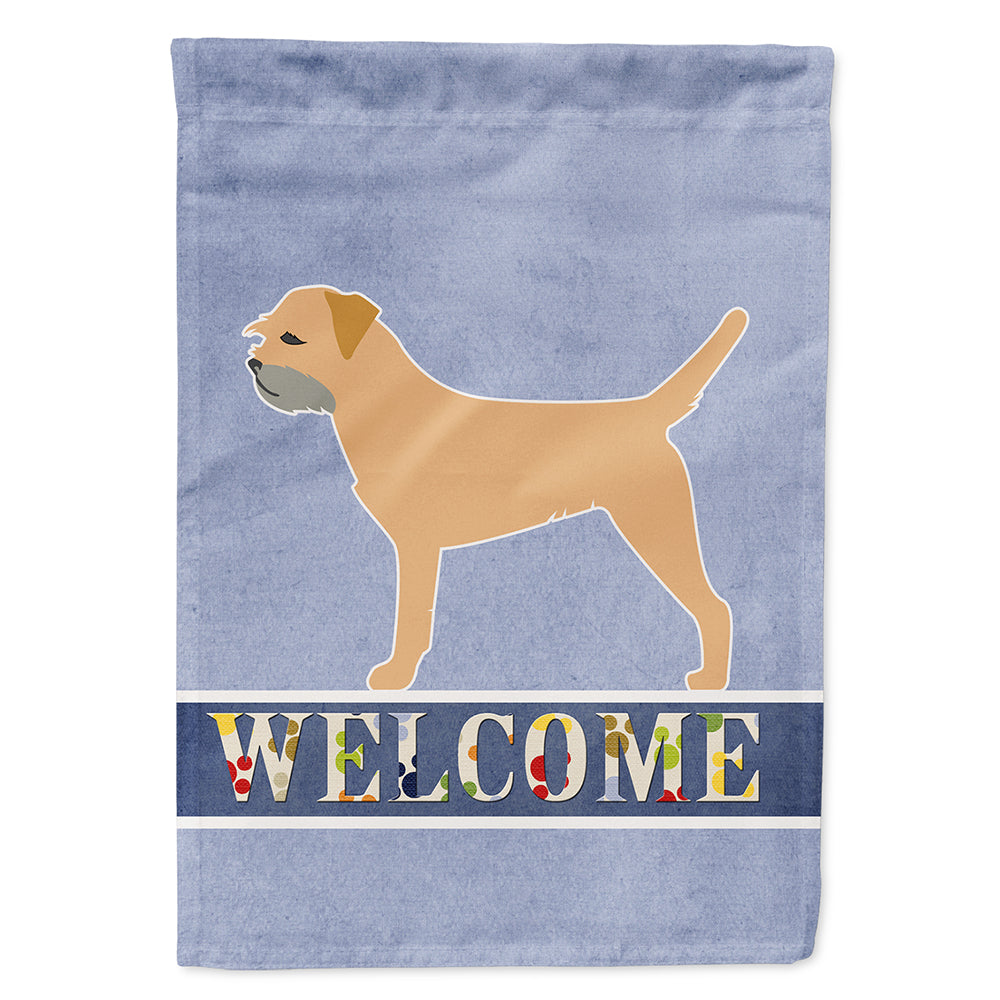 Border Terrier Welcome House Flag 28x40 Porch Sleeve Pole Decorative Outside Yard Banner Artwork Wall Hanging, Polyester