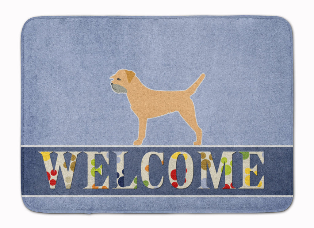 Border Terrier Welcome Memory Foam Kitchen Mat Machine Washable Anti-Fatigue Cushion Comfort Bath or Kitchen Rug