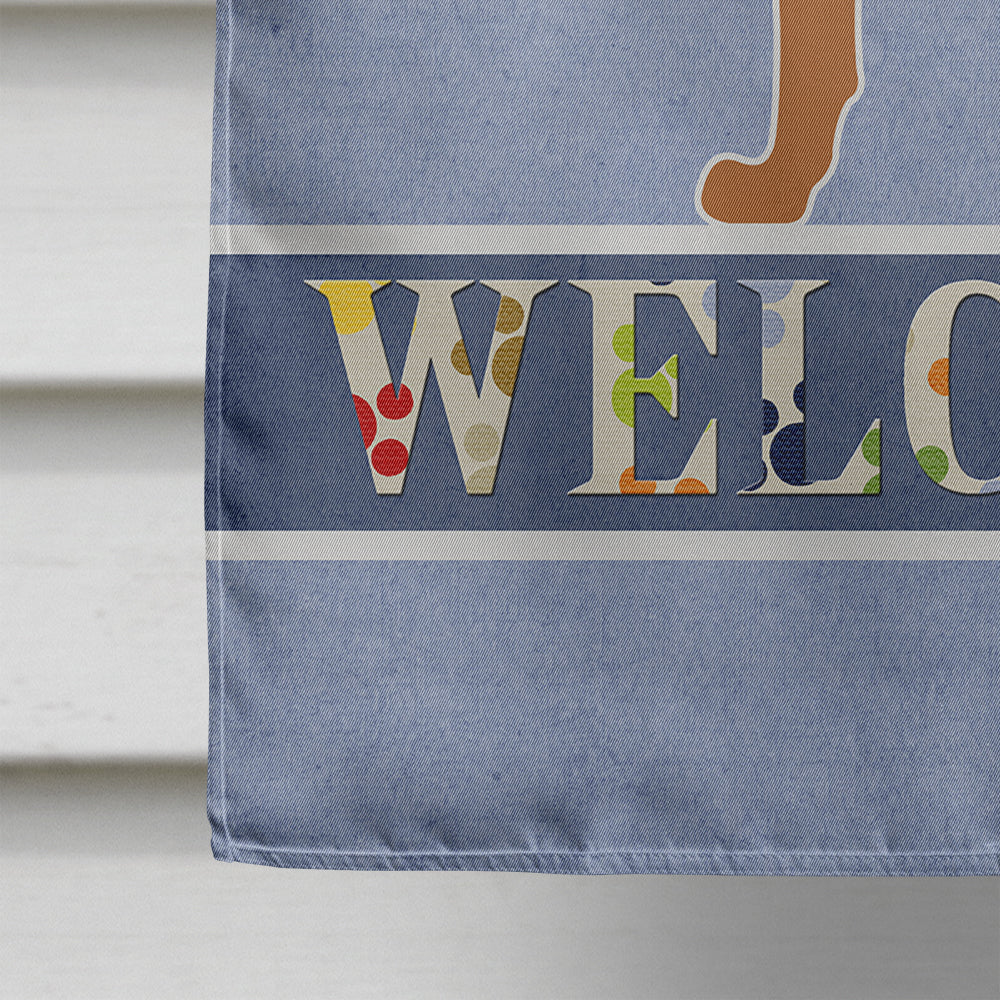 Spanish Hound Welcome House Flag 28x40 Porch Sleeve Pole Decorative Outside Yard Banner Artwork Wall Hanging, Polyester
