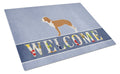 Spanish Hound Welcome Cutting Board Tempered Glass Kitchen Cutting Surface, Heat Resistant Chopping, Non-Slip Feet, Food Prep & Serving