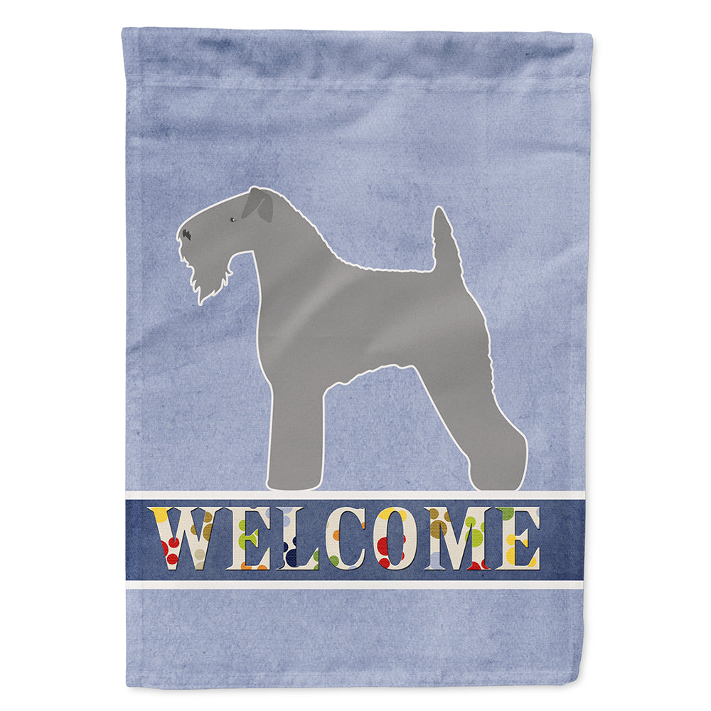 Kerry Blue Terrier Welcome House Flag 28x40 Porch Sleeve Pole Decorative Outside Yard Banner Artwork Wall Hanging, Polyester
