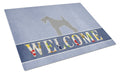 Kerry Blue Terrier Welcome Cutting Board Tempered Glass Kitchen Cutting Surface, Heat Resistant Chopping, Non-Slip Feet, Food Prep & Serving