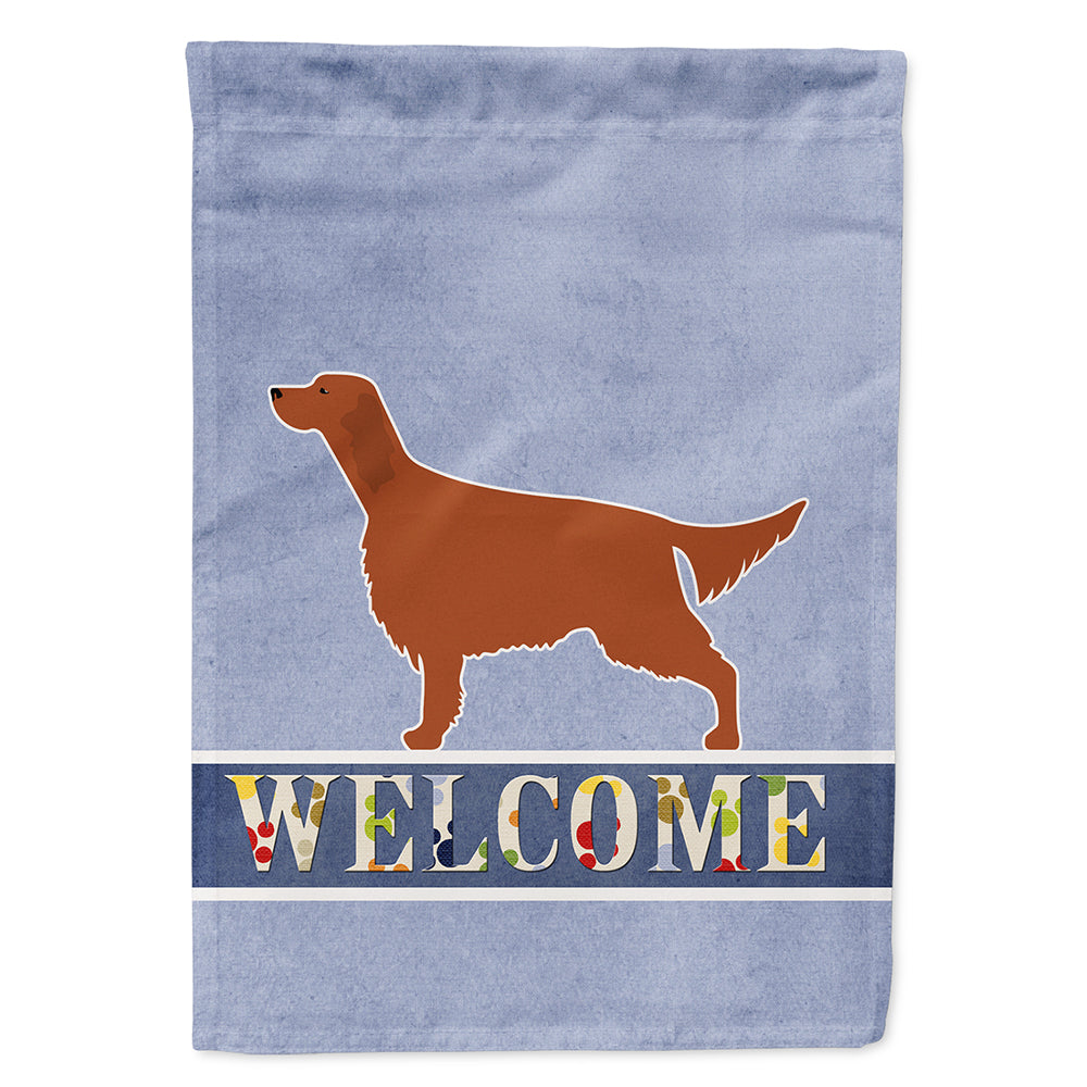 Irish Setter Welcome House Flag 28x40 Porch Sleeve Pole Decorative Outside Yard Banner Artwork Wall Hanging, Polyester